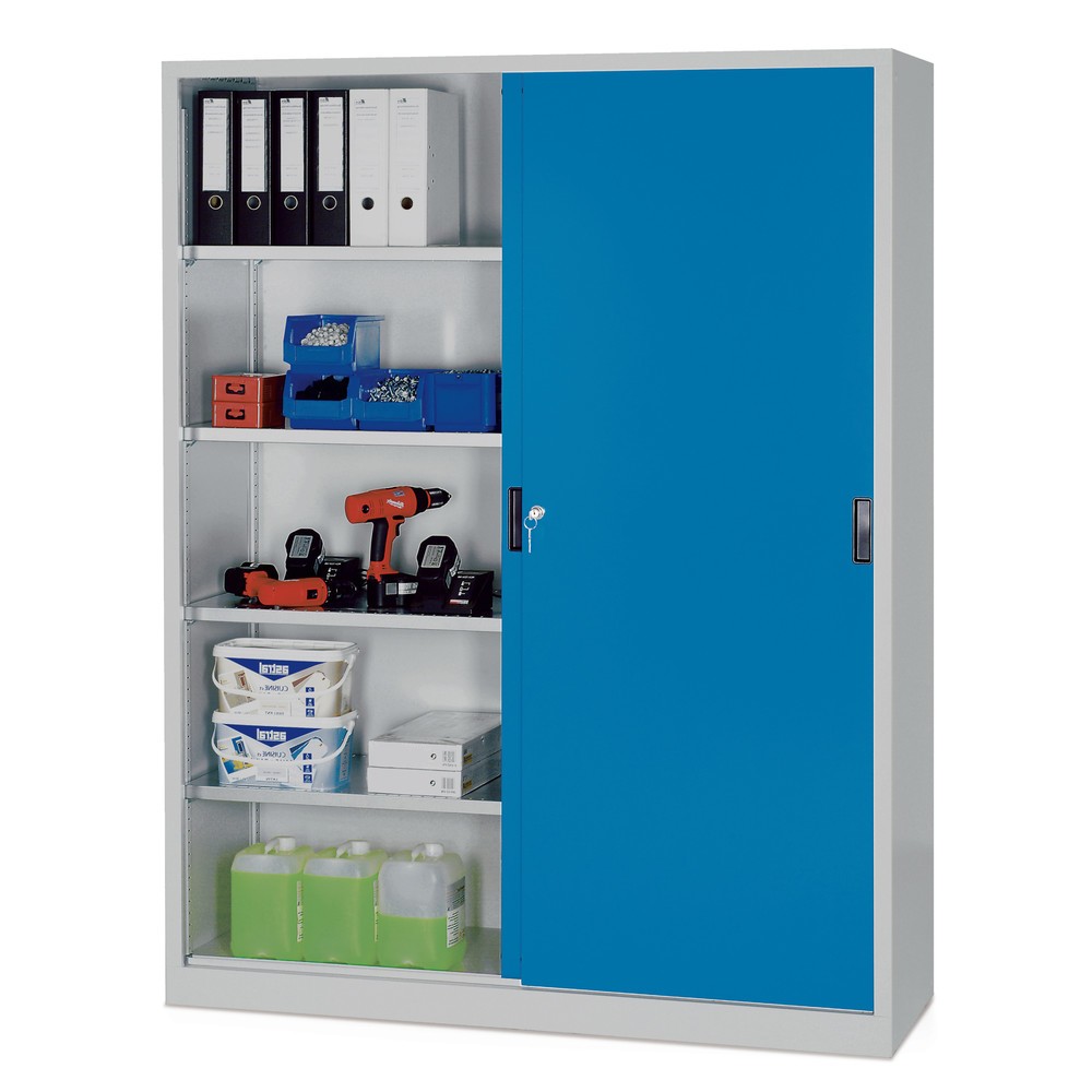Produktabbildung: LISTA Schiebetürenschrank, extrabreit, HxBxT 1.950 x 2.000 x 500 mm, lichtgrau, lichtgrau