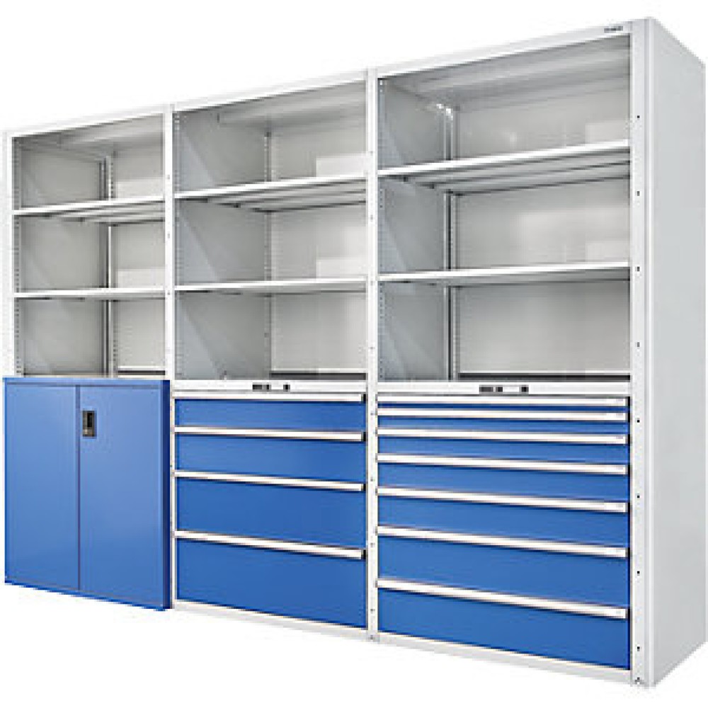 Produktabbildung: LISTA Beistellschrank Premium mit Flügeltüren, AF, lichtgrau, lichtblau