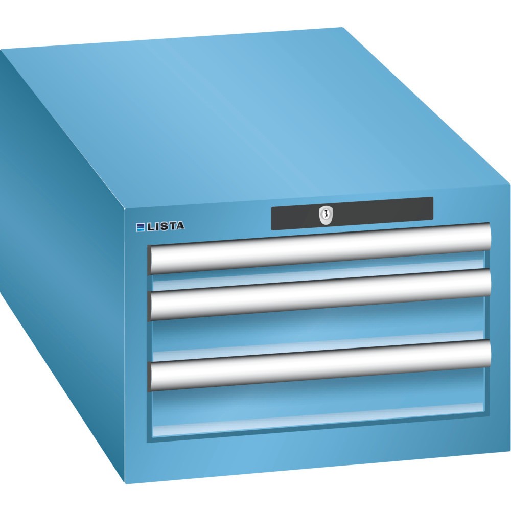 Produktabbildung: LISTA Schubladenschrank 18x36E, (BxTxH) 411x725x283mm, 3 Schubladen, 1 x 50 / 2 x 75, lichtblau, CODE Lock