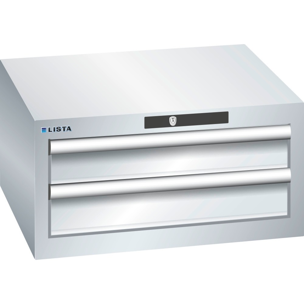 Produktabbildung: LISTA Schubladenschrank 27x27E, (BxTxH) 564x572x283mm, 2 Schubladen, 2 x 100, lichtgrau, KEY Lock