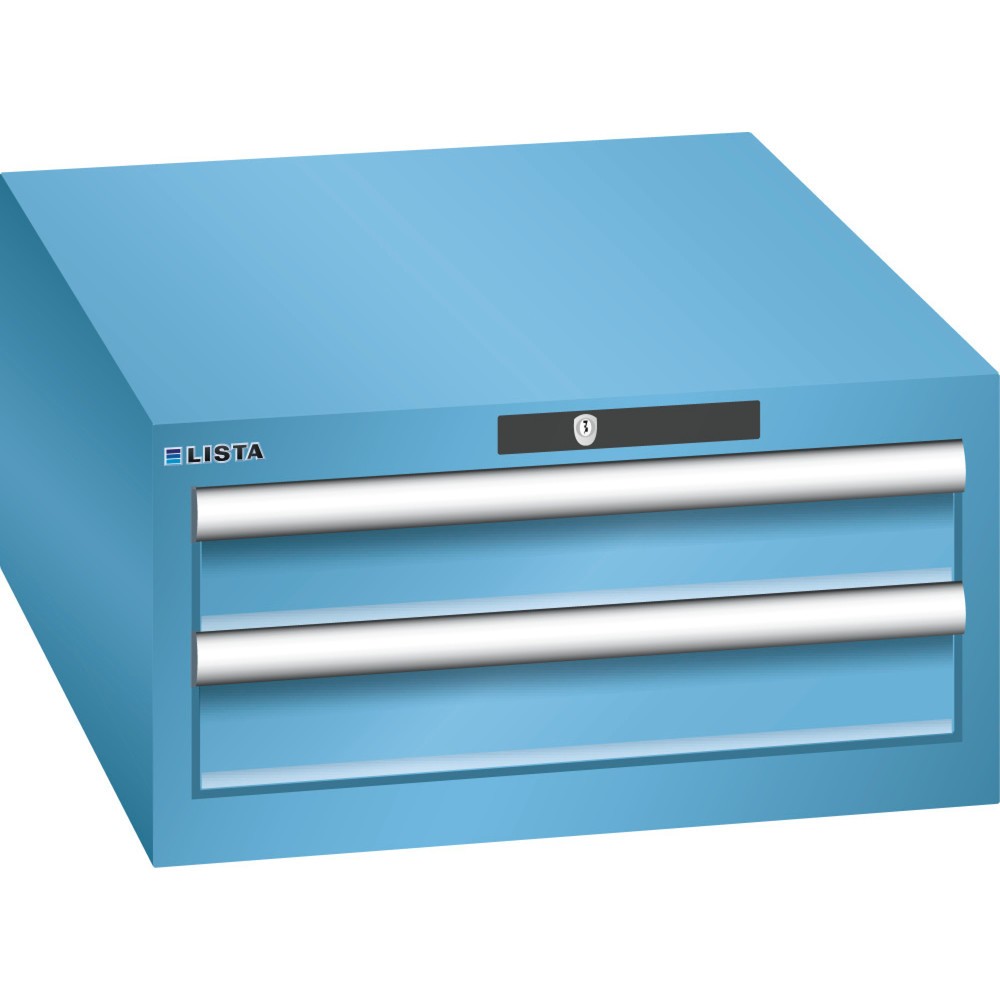 Produktabbildung: LISTA Schubladenschrank 27x36E, (BxTxH) 564x725x283mm, 2 Schubladen, 2 x 100, lichtblau, CODE Lock