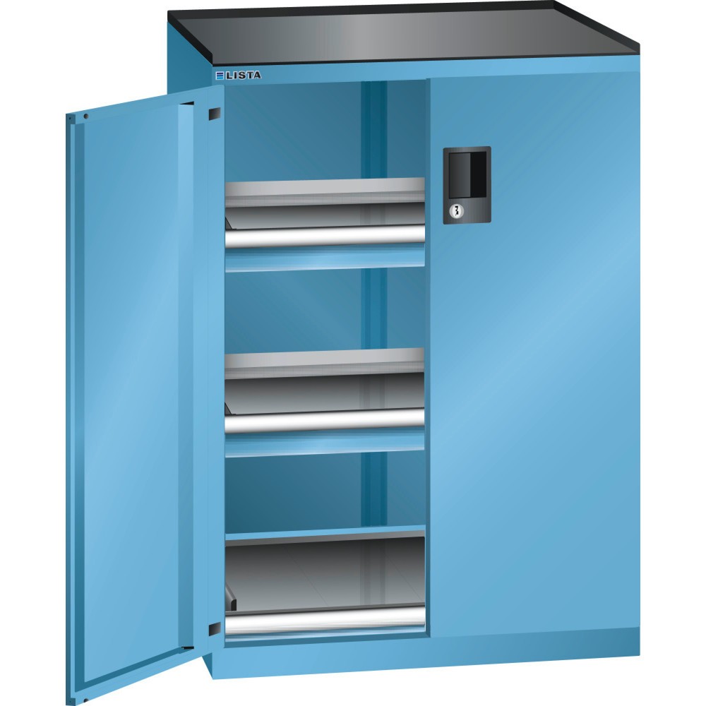 Produktabbildung: LISTA Schubladenschrank 36x27E, (BxTxH) 717x600x1020mm, 2 Schubladen, 2 x 75, lichtblau, KEY Lock