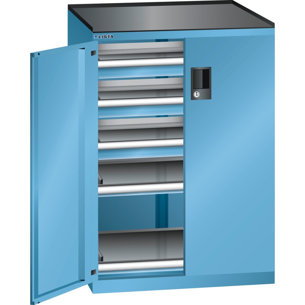 Produktabbildung: LISTA Schubladenschrank 36x27E, (BxTxH) 717x600x1020mm, 3 Schubladen, 3 x 75, lichtblau, CODE Lock