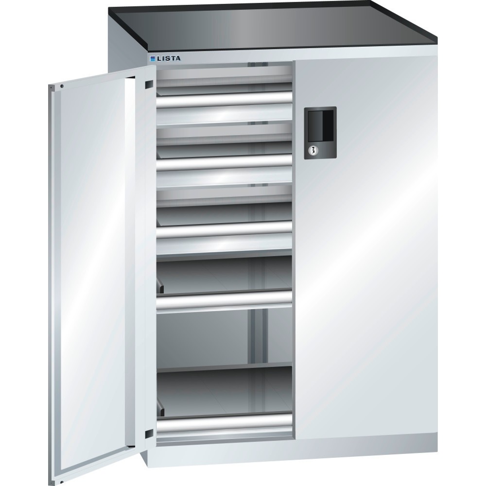 Produktabbildung: LISTA Schubladenschrank 36x27E, (BxTxH) 717x600x1020mm, 3 Schubladen TK 200kg, 3 x 75, lichtgrau, KEY Lock