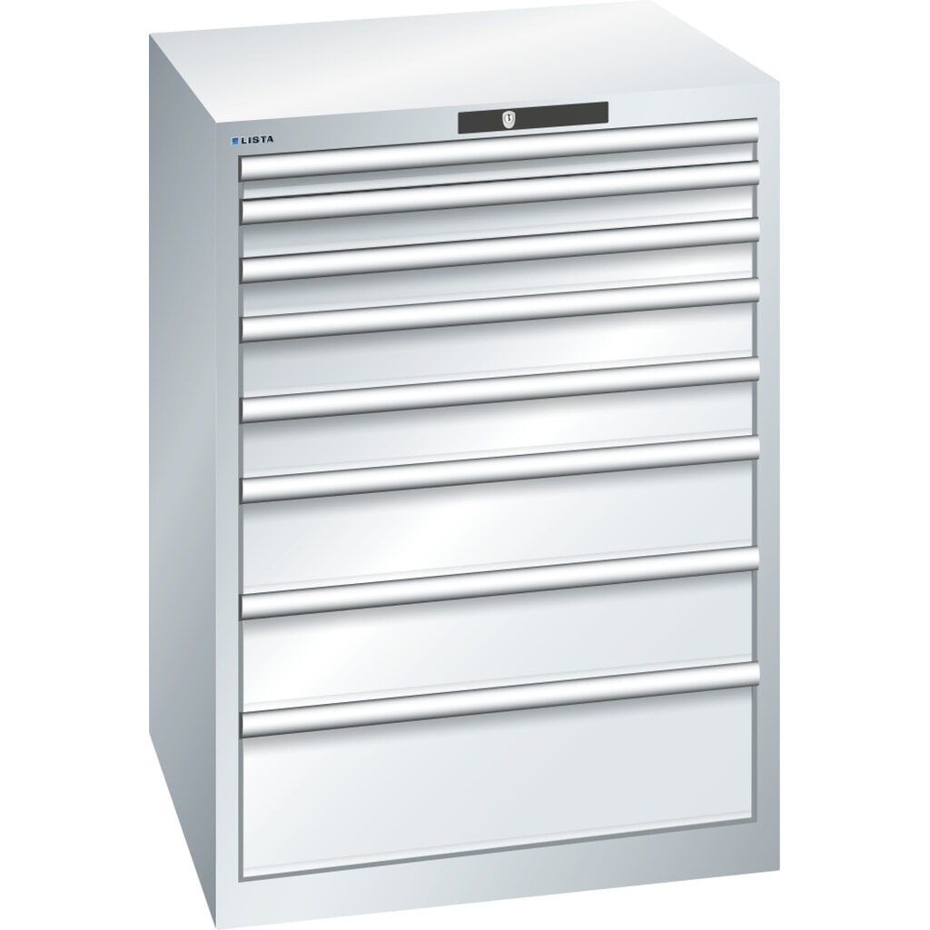 LISTA Schubladenschrank 36 x 36 E, (B x T x H) 717 x 725 x 1000 mm in Lichtgrau
