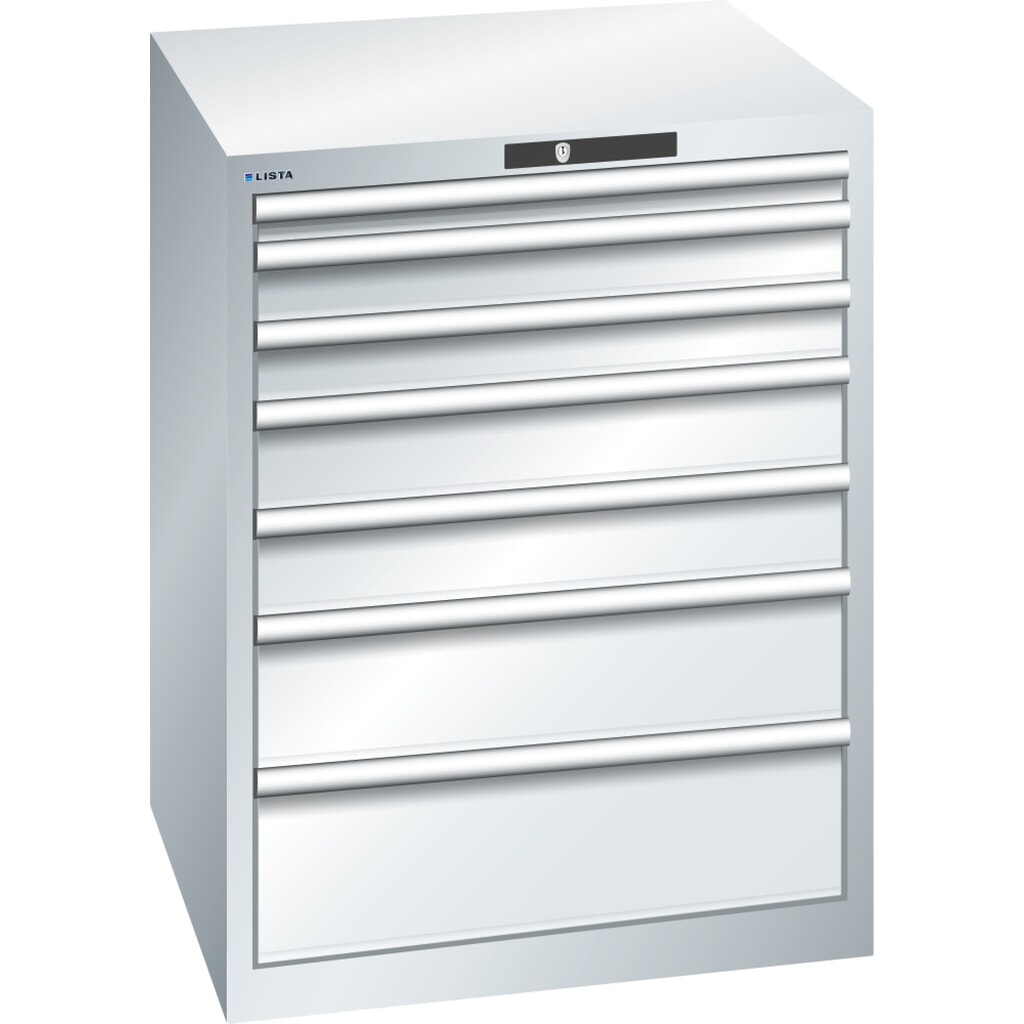 LISTA Schubladenschrank 36 x 36 E, (B x T x H) 717 x 725 x 850 mm in Lichtgrau