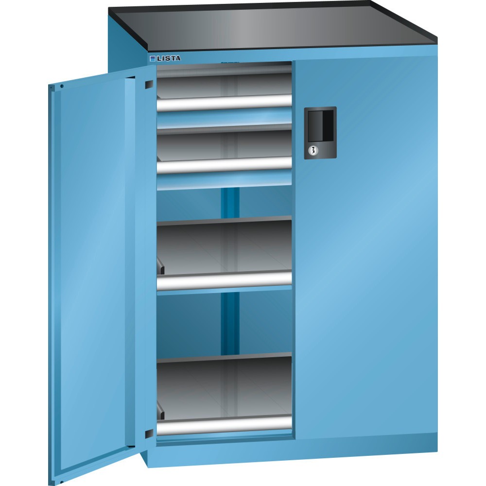 Produktabbildung: LISTA Schubladenschrank 36x36E, (BxTxH) 717x753x1020mm, 2 Schubladen, 2 x 75, lichtblau, CODE Lock