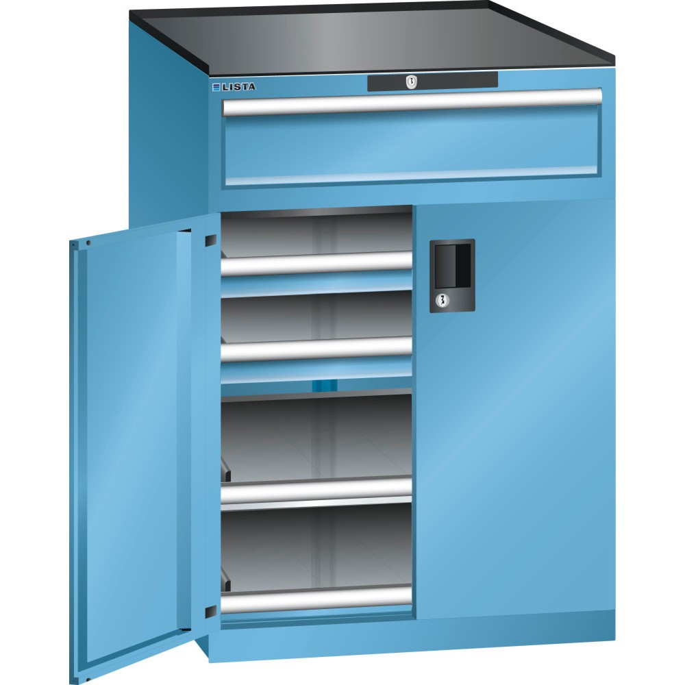 Produktabbildung: LISTA Schubladenschrank 36x36E, (BxTxH) 717x753x1020mm, 3 Schubladen TK 200kg, lichtblau, KEY Lock