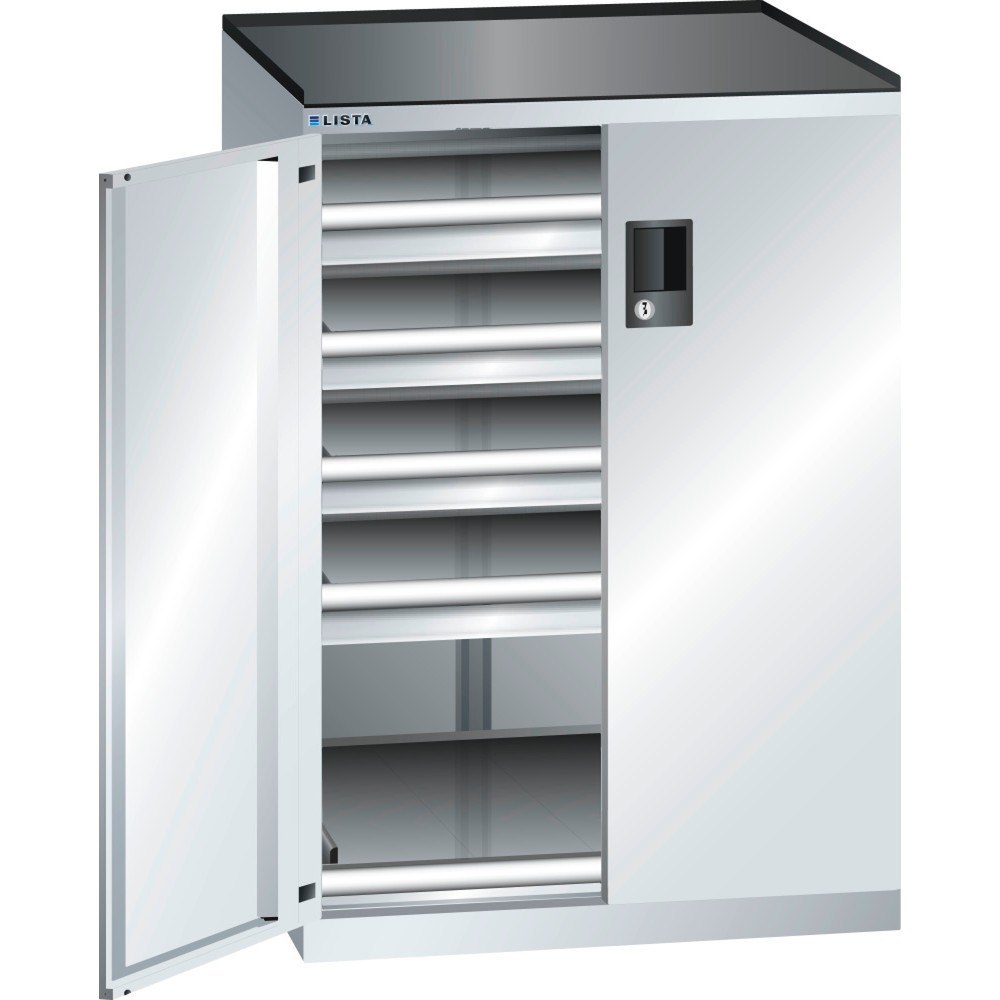 Produktabbildung: LISTA Schubladenschrank 36x36E, (BxTxH) 717x753x1020mm, 4 Schubladen, 4 x 75, lichtgrau, KEY Lock