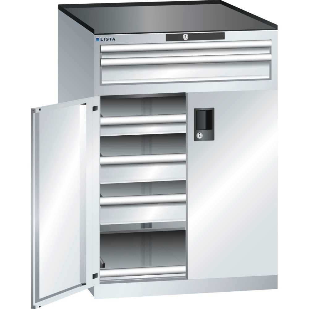 Produktabbildung: LISTA Schubladenschrank 36x36E, (BxTxH) 717x753x1020mm, 5 Schubladen TK 200kg, lichtgrau, KEY Lock