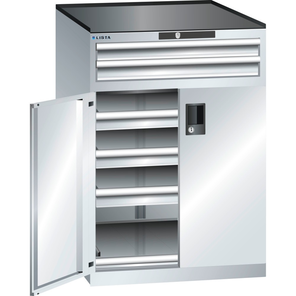 Produktabbildung: LISTA Schubladenschrank 36x36E, (BxTxH) 717x753x1020mm, 5 Schubladen TK 200kg, lichtgrau, RFID Lock
