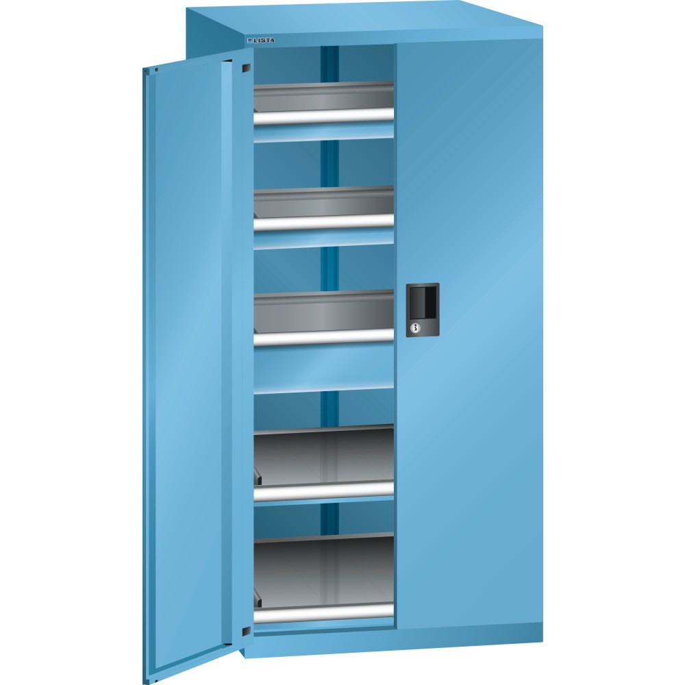 Produktabbildung: LISTA Schubladenschrank 36x36E, (BxTxH) 717x753x1450mm, 3 Schubladen, 2 x 75 / 1 x 150, lichtblau, RFID Lock
