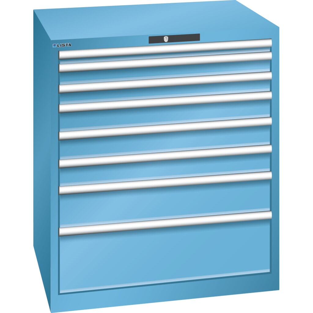 LISTA Schubladenschrank 45 x 36 E, (B x T x H) 870 x 725 x 1000 mm in Lichtblau