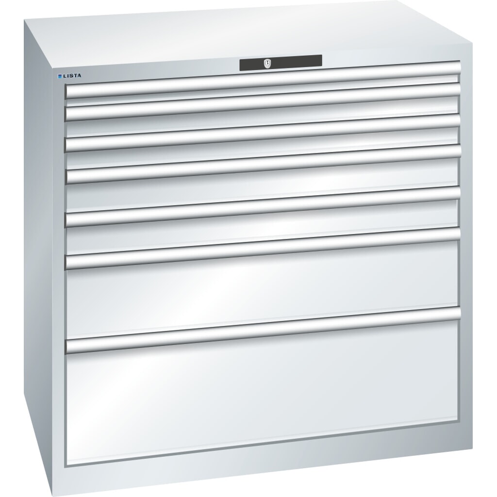 LISTA Schubladenschrank 54 x 36 E, (B x T x H) 1023 x 725 x 1000 mm in Lichtgrau