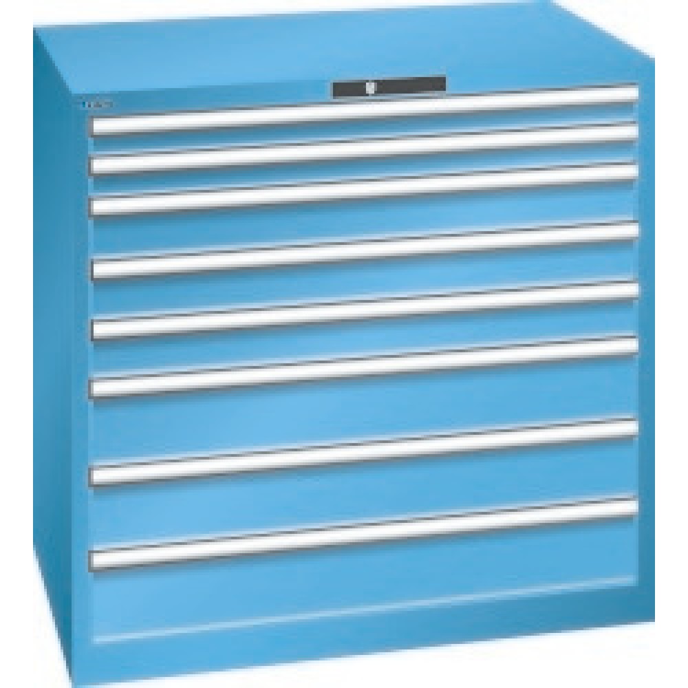 Produktabbildung: LISTA Schubladenschrank, Schubladen 2x75 + 3x100 + 3x150 mm, TK 200 kg, lichtblau