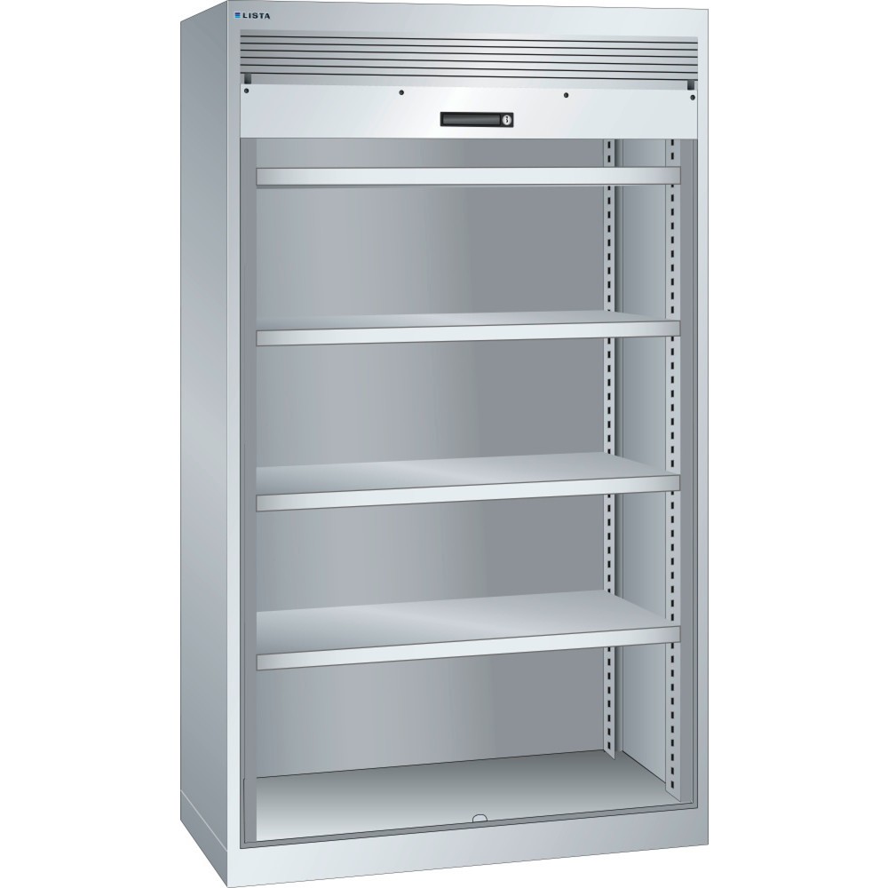 Produktabbildung: LISTA Schwerlastschrank 54x27E, (BxTxH) 1100x641x1950mm, Rollladen, lichtgrau