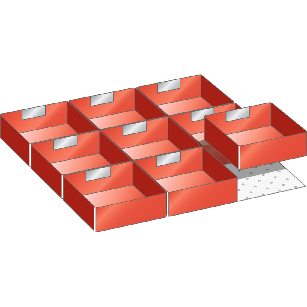 Produktabbildung: LISTA Set Einsatzkästen 27x27E, (BxT) 459x459mm, 9-teilig, für Fronthöhe 50mm