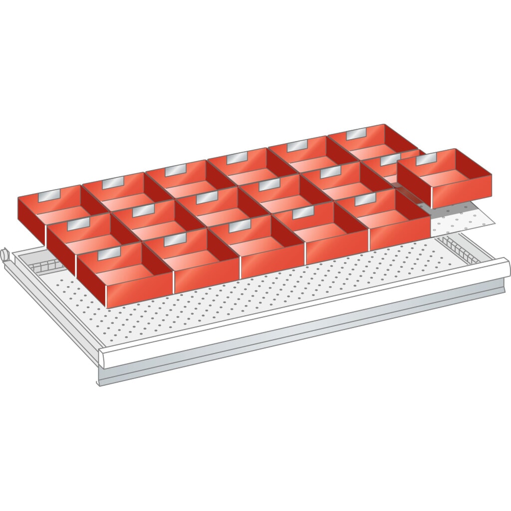 LISTA Set Einsatzkästen 54x27E, (BxTxFH) 918x459x50mm, 18-teilig Produktabbildung: LISTA Set Einsatzkästen 54x27E, (BxTxFH) 918x459x50mm, 18-teilig