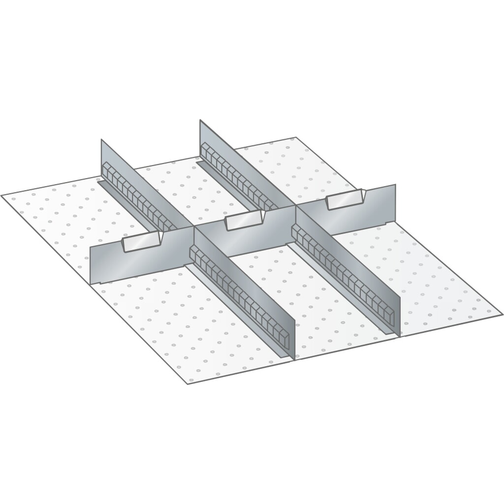LISTA Set Schlitzwände und Trennbleche 27x36E, (BxT) 459x612mm, 2 Schlitzwände, 3 Trennbleche, für Fronthöhe 75mm Produktabbildung: LISTA Set Schlitzwände und Trennbleche 27x36E, (BxT) 459x612mm, 2 Schlitzwände, 3 Trennbleche, für Fronthöhe 75mm