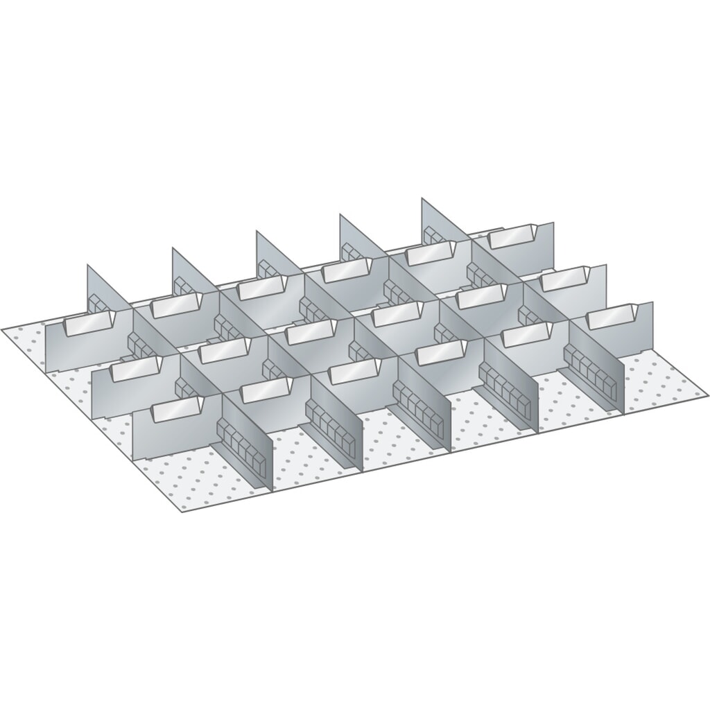 Produktabbildung: LISTA Set Schlitzwände und Trennbleche 36x27E, (BxT) 612x459, 5 Schlitzwände, 18 Trennbleche, für Fronthöhe 50mm