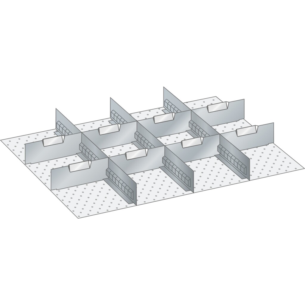 Produktabbildung: LISTA Set Schlitzwände und Trennbleche 36x27E, (BxTxFH) 612x459x75mm, 3 Schlitzwände, 8 Trennbleche