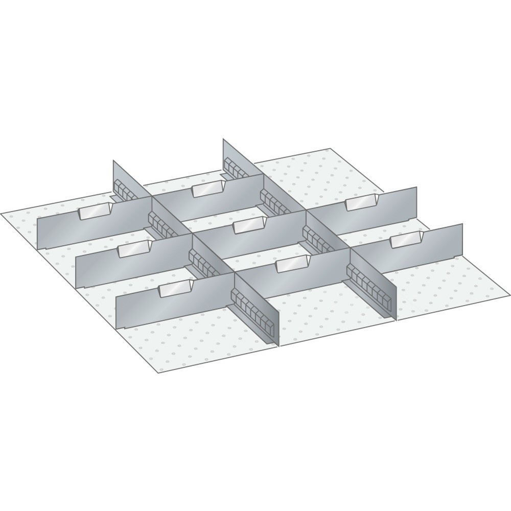 Produktabbildung: LISTA Set Schlitzwände und Trennbleche 36x36E, (BxT) 612x612mm, 2 Schlitzwände, 8 Trennbleche, für Fronthöhe 75mm