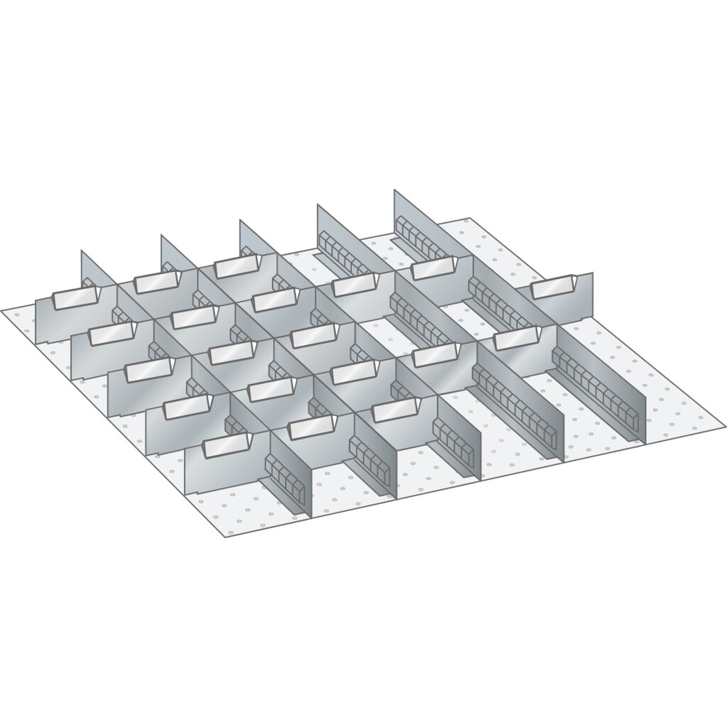 LISTA Set Schlitzwände und Trennbleche 36x36E, (BxT) 612x612mm, 5 Schlitzwände, 20 Trennbleche, für Fronthöhe 50mm Produktabbildung: LISTA Set Schlitzwände und Trennbleche 36x36E, (BxT) 612x612mm, 5 Schlitzwände, 20 Trennbleche, für Fronthöhe 50mm