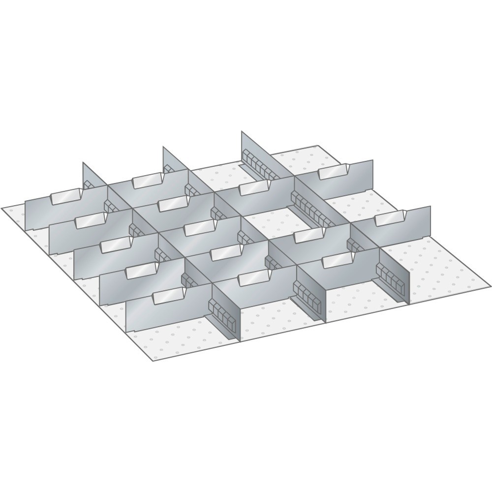 Produktabbildung: LISTA Set Schlitzwände und Trennbleche 36x36E, (BxTxFH) 612x612x250mm, 3 Schlitzwände, 15 Trennbleche