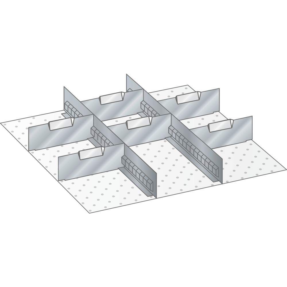 Produktabbildung: LISTA Set Schlitzwände und Trennbleche, (BxT) 459x510mm, 2 Schlitzwände, 6 Trennbleche, für Fronthöhe 75mm