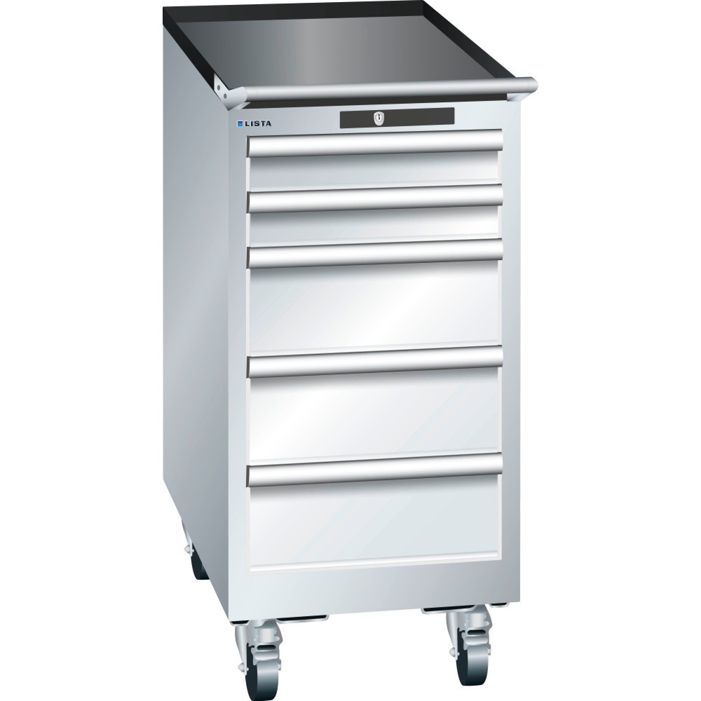 Produktabbildung: LISTA Werkstattwagen 18x36E, (BxTxH) 411x725x890mm, 5 Schubladen, 2 x 75 / 3 x 150, lichtgrau, KEY Lock