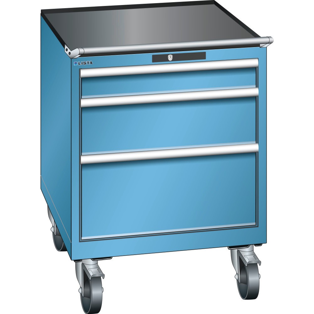 Produktabbildung: LISTA Werkstattwagen 36x36E, (BxTxH) 717x725x890mm, 3 Schubladen Tragkraft 200kg, lichtblau