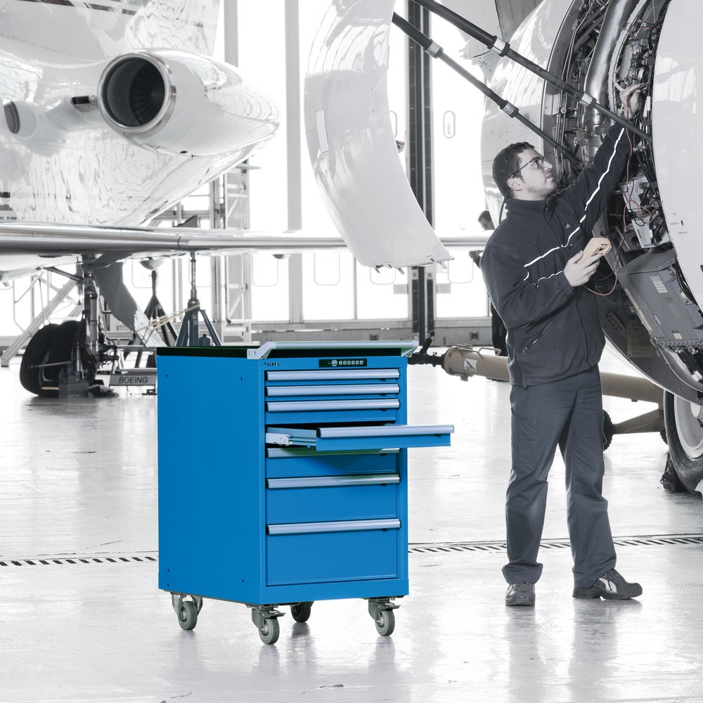 Produktabbildung Nr. 2: LISTA Werkstattwagen, Schubladen 2x75 + 4x100 + 1x150 mm, HxBxT 990 x 564 x 725 mm, lichtblau