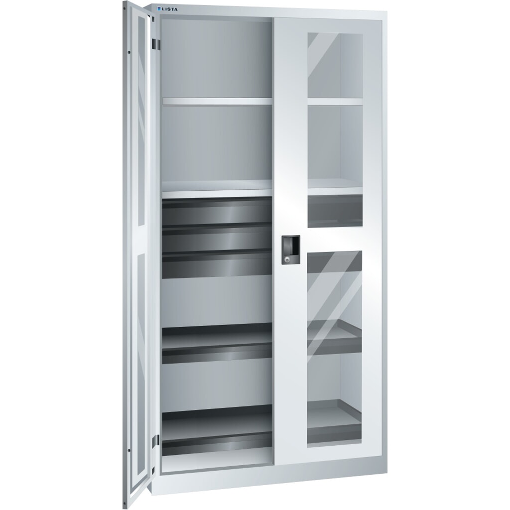 Produktabbildung: LISTA Werkzeugschrank, (BxTxH) 1000x580x1950mm, 2 Auszüge, 3 Schubladen, lichtgrau, KEY Lock