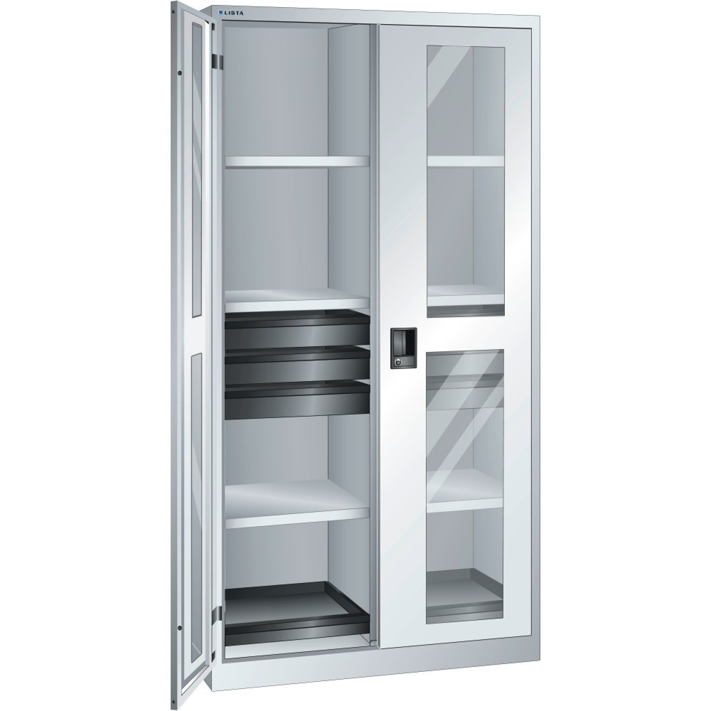 Produktabbildung: LISTA Werkzeugschrank, (BxTxH) 1000x580x1950mm, 2 Auszüge, 6 Schubladen, lichtgrau, KEY Lock