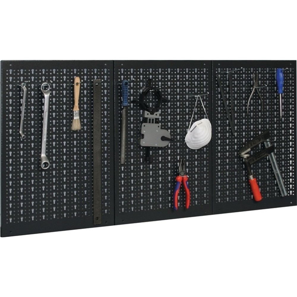 Produktabbildung Nr. 1: Lochwand, B400xH600mm, Gesamt-B1200xH600mm, mit 12 Standardhaken