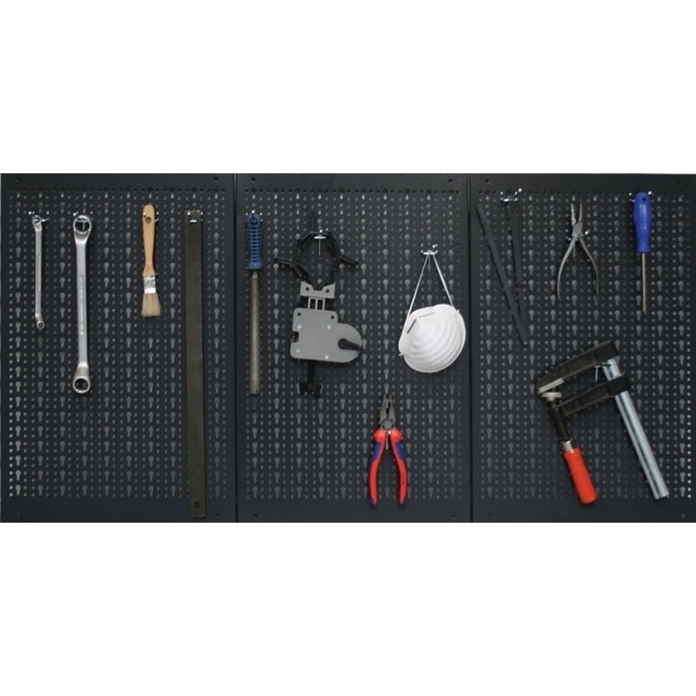 Produktabbildung Nr. 2: Lochwand, B400xH600mm, Gesamt-B1200xH600mm, mit 12 Standardhaken