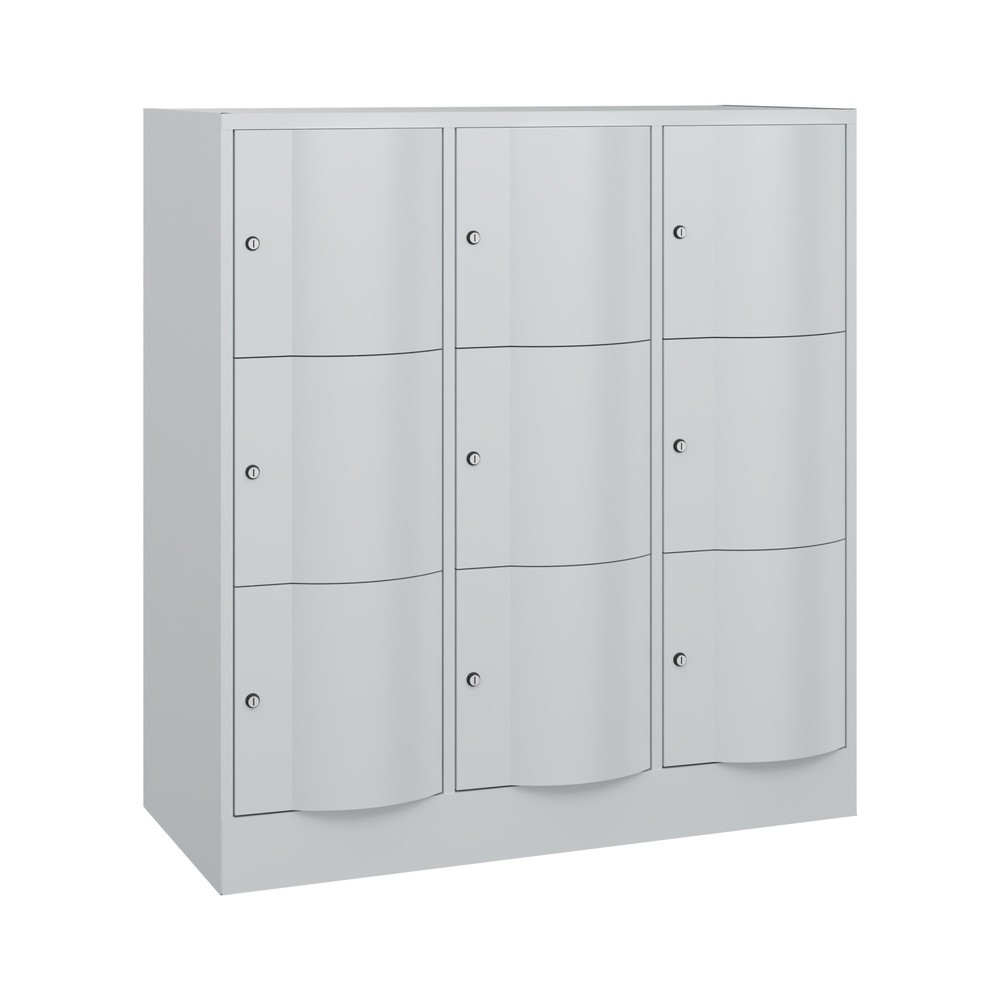 Product afbeelding: Locker C+P met vandalismebestendige deuren, 3 x 3 vakken, hxbxd 1.225 x 1.150 x 540 mm, lichtgrijs, lichtgrijs