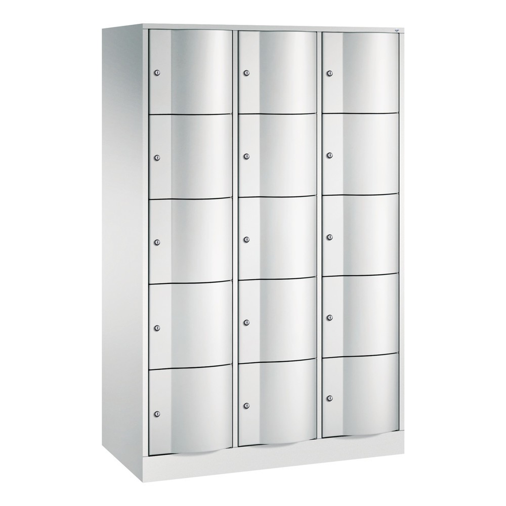 Product afbeelding: Locker C+P met vandalismebestendige deuren, 3 x 5 vakken, hxbxd 1.950 x 1.150 x 540 mm, lichtgrijs, lichtgrijs