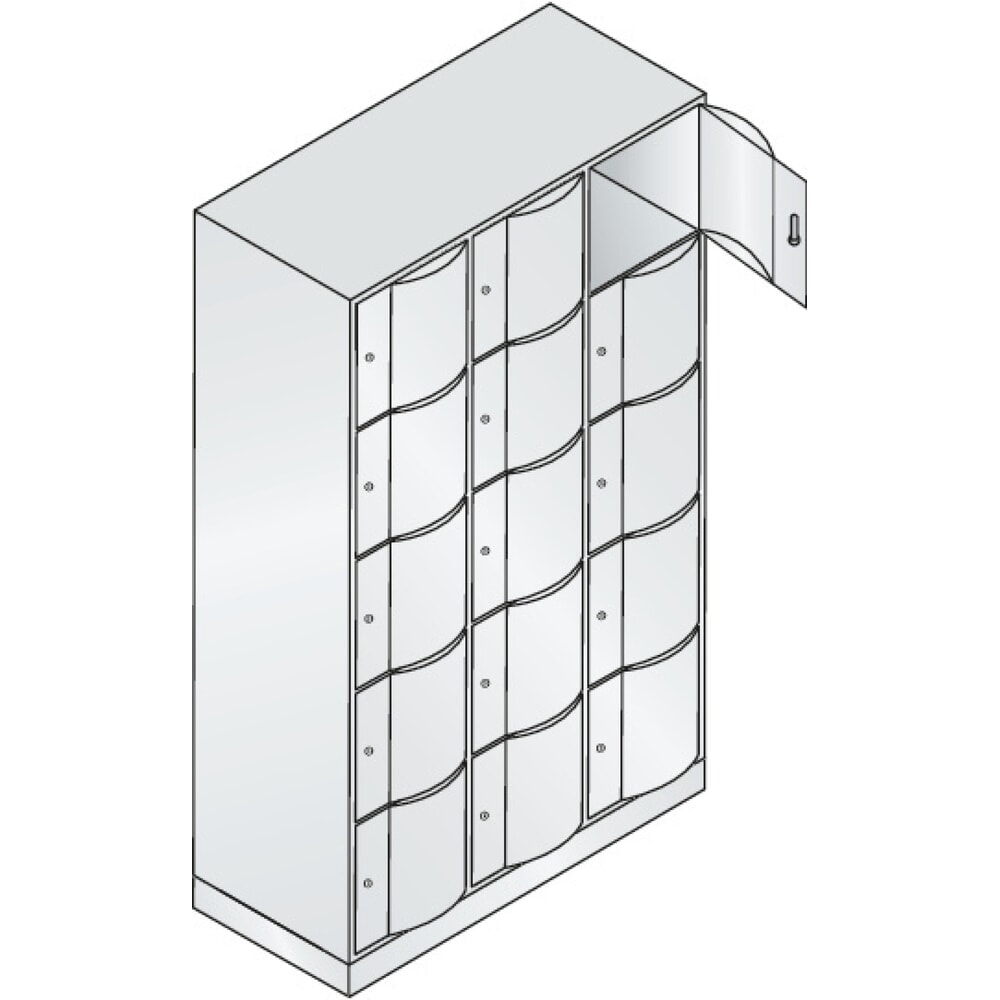 Productafbeelding nr. 3: Locker C+P met vandalismebestendige deuren, 3 x 5 vakken, hxbxd 1.950 x 1.150 x 540 mm, lichtgrijs, lichtgrijs