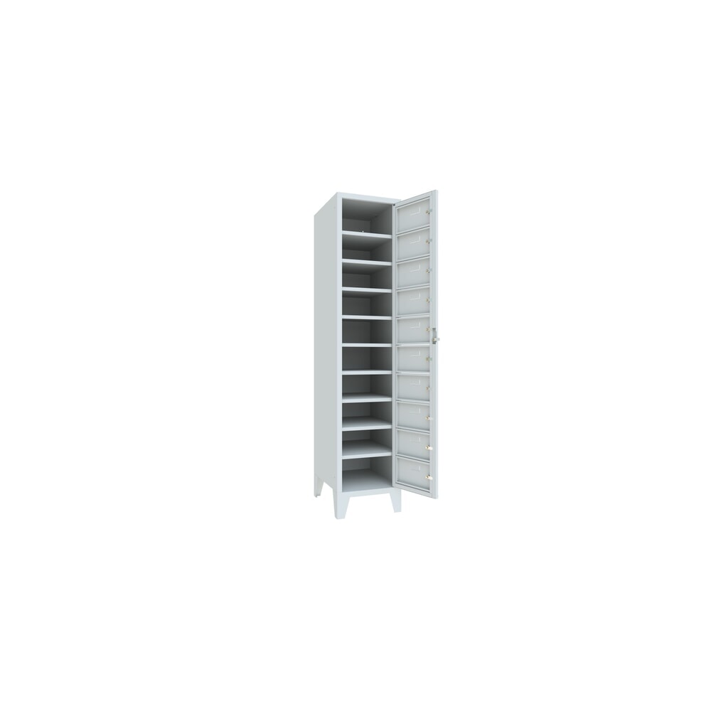 Productafbeelding nr. 3: Locker PAVOY met centrale deur, 1 x 10 vakken, hxbxd 1.850 x 400 x 500 mm, met poten, lichtgrijs, lichtgrijs