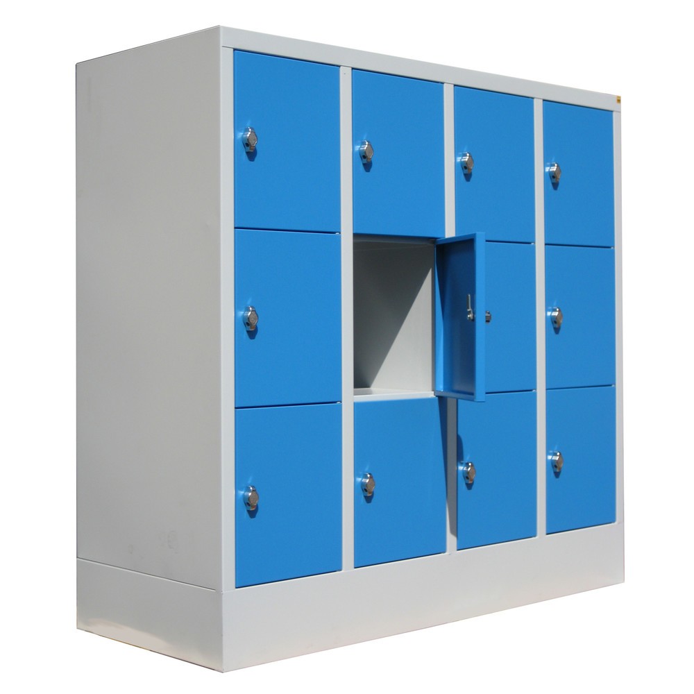 Product afbeelding: Locker PAVOY met draaivergrendeling, 4 x 3 vakken, lichtgrijs, lichtblauw