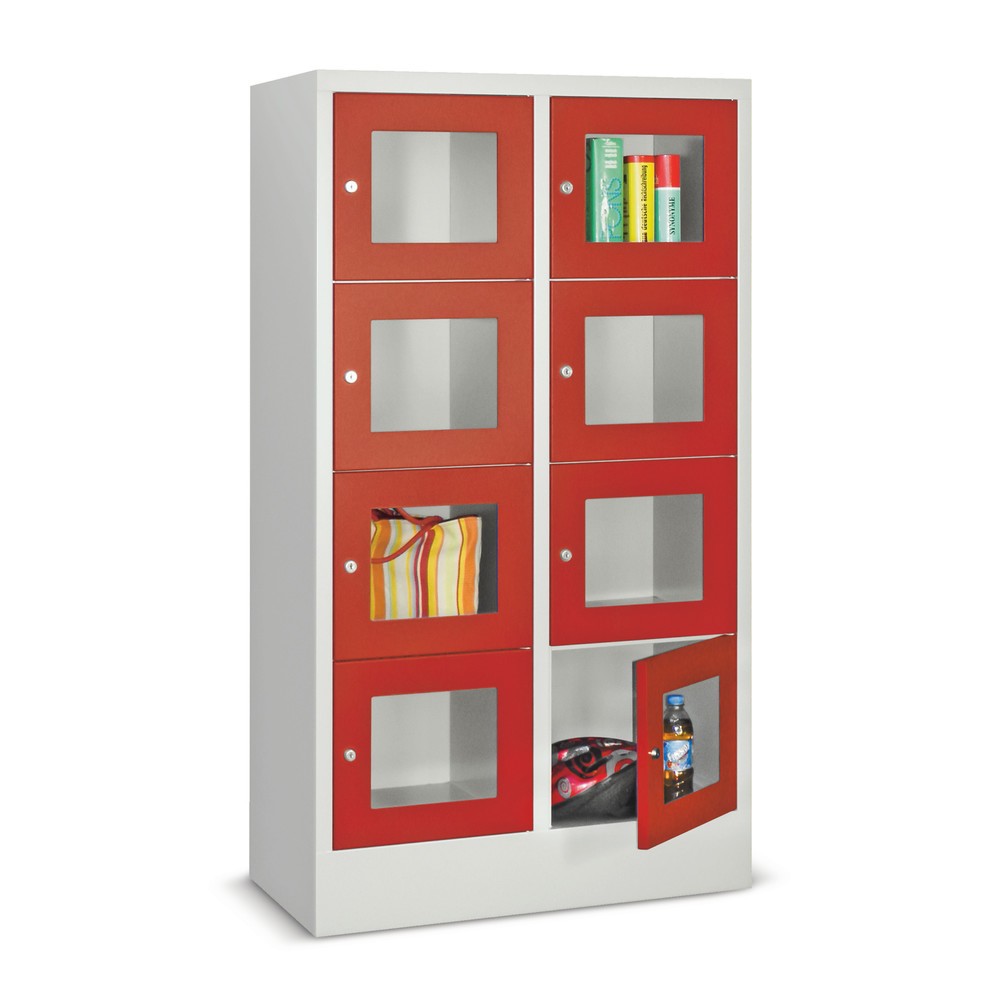 Product afbeelding: Locker PAVOY met kijkvenster, 2 x 2 vakken, hxbxd 855 x 630 x 500 mm, lichtgrijs, lichtgrijs