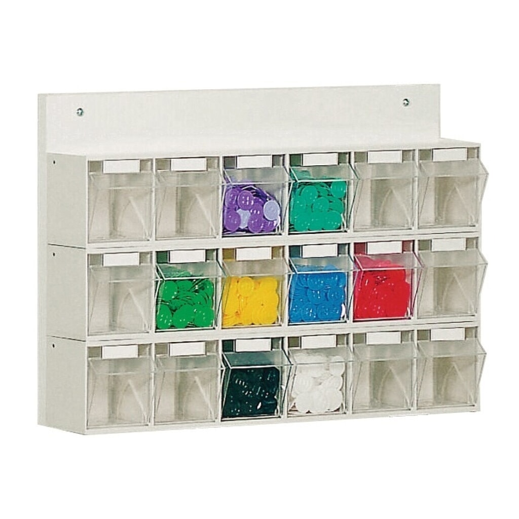 Produktabbildung: LOCKWEILER Klarsichtmagazin, 18 x B, H410xB600xT108mm, Kunststoff weiß