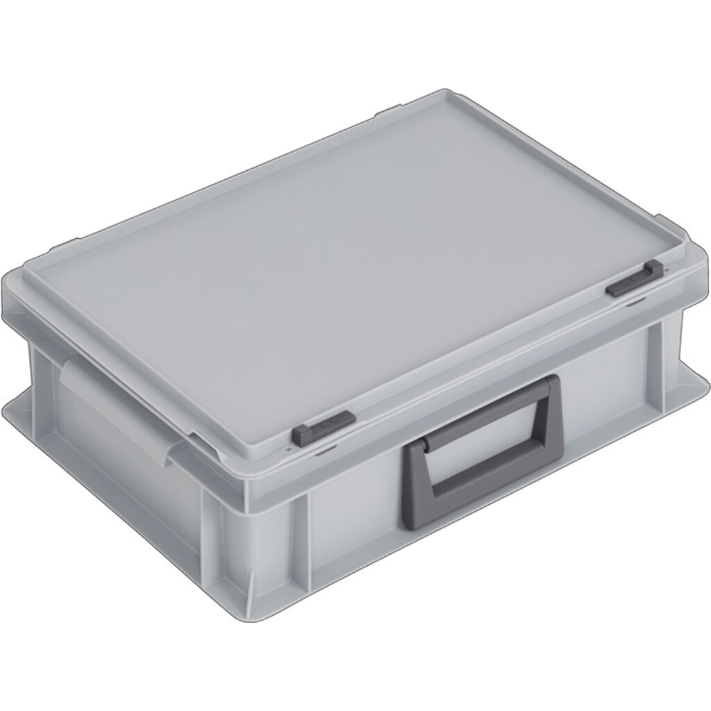 LOCKWEILER Kunststoffkoffer, Schiebeverschluss grau 10 l, L400xB300xH133 mm PP 1 Griff Produktabbildung: LOCKWEILER Kunststoffkoffer, Schiebeverschluss grau 10 l, L400xB300xH133 mm PP 1 Griff