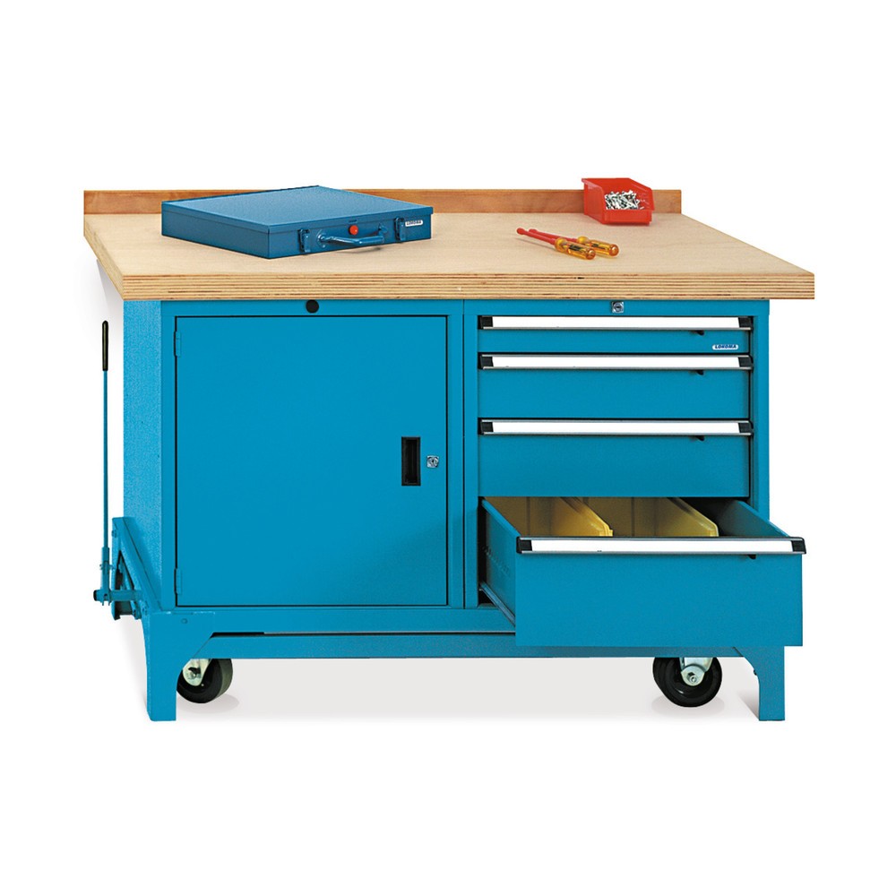 Product afbeelding: LOKOMA Mobiele werkbank Premium met lades + kast, cap. 1.500 kg, hxbxd 850 x 1.300 x 700 mm, gentiaanblauw