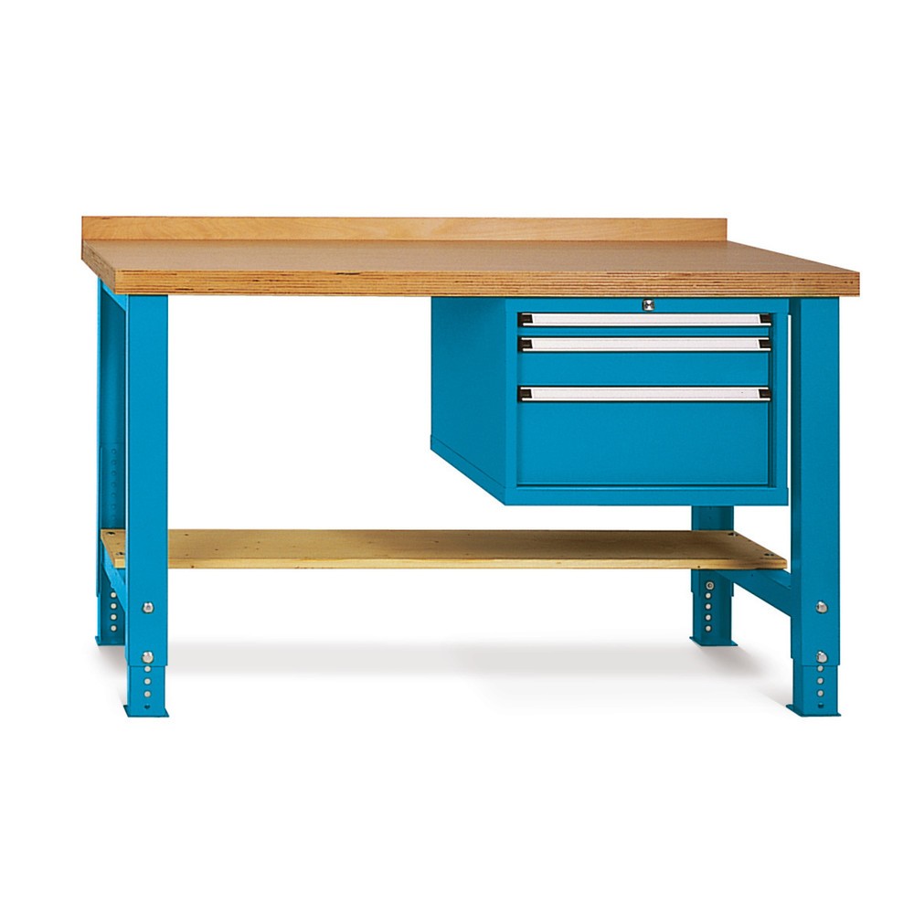 Produktabbildung: Schwere Werkbank Premium mit 3 Schubladen, TK 800 kg, HxBxT 850 x 1.500 x 700 mm, enzianblau