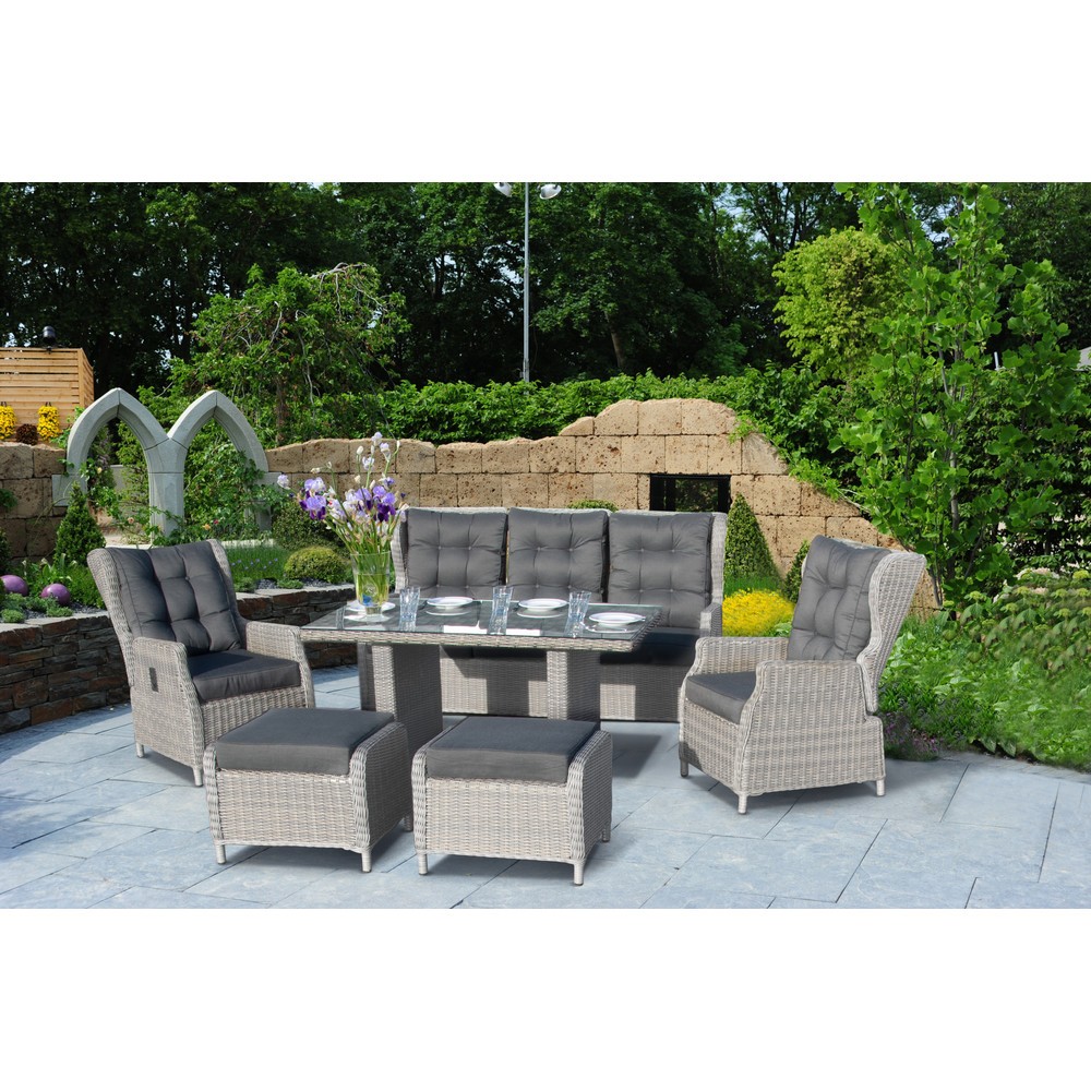 Produktabbildung Nr. 1: Loungemöbel-Set "Canelli", 1x Sofa, 2x Sessel, 2x Hocker, 1x Tisch, grau
