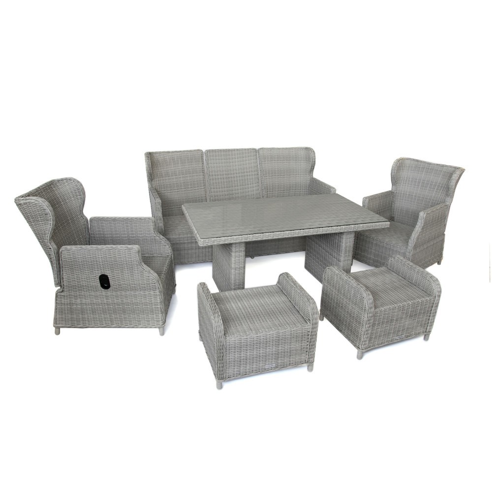 Produktabbildung Nr. 15: Loungemöbel-Set "Canelli", 1x Sofa, 2x Sessel, 2x Hocker, 1x Tisch, grau