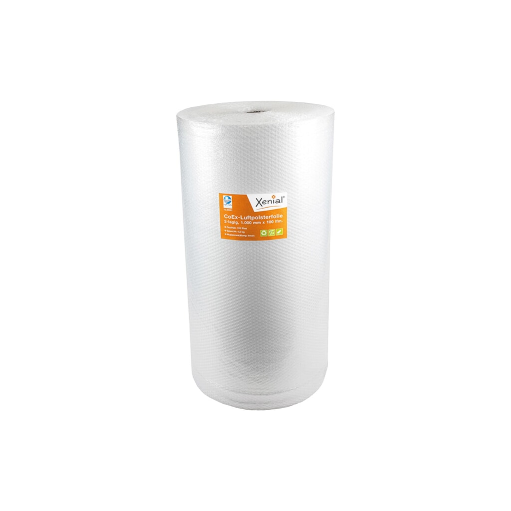 Luftpolsterfolie Economic, 2-lagig, 1000mm breitx100lfm, 50µ Produktabbildung: Luftpolsterfolie Economic, 2-lagig, 1000mm breitx100lfm, 50µ