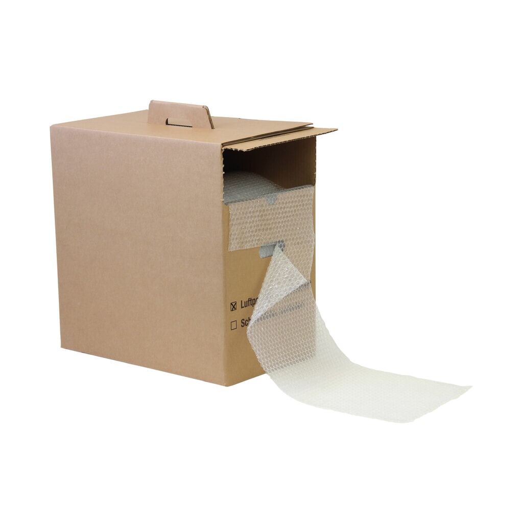 Luftpolsterfolie, Spendekarton, 285 mm breit x 50 lfm Produktabbildung: Luftpolsterfolie, Spendekarton, 285 mm breit x 50 lfm